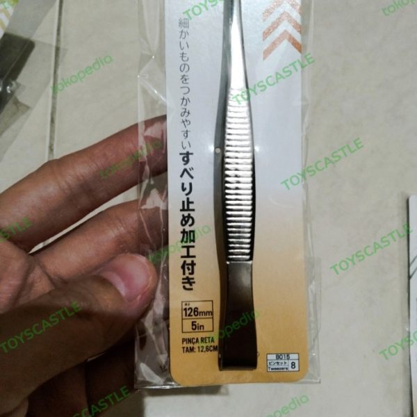 Daiso pinset lurus 126mm tweezer straight TC-0183 - Image 2