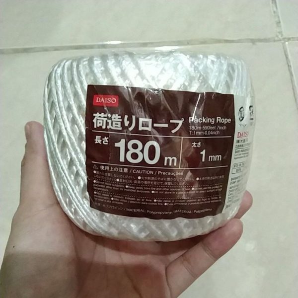 Daiso packing rope 180 m ukuran 1 mm tali ikat barang TC-0824