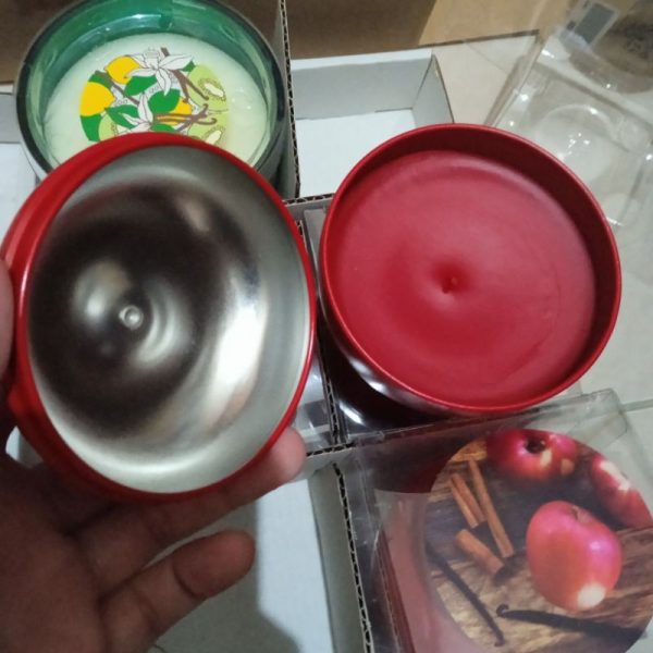 Ikea lilin dalam kaleng bentuk apel aroma kayu manis aromatherapy candle TC-0828