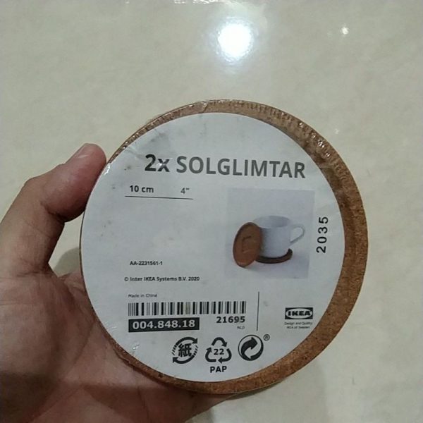 Ikea alas gelas gabus tatakan cangkir mug 2pc coaster bulat 10 cm TC-0493