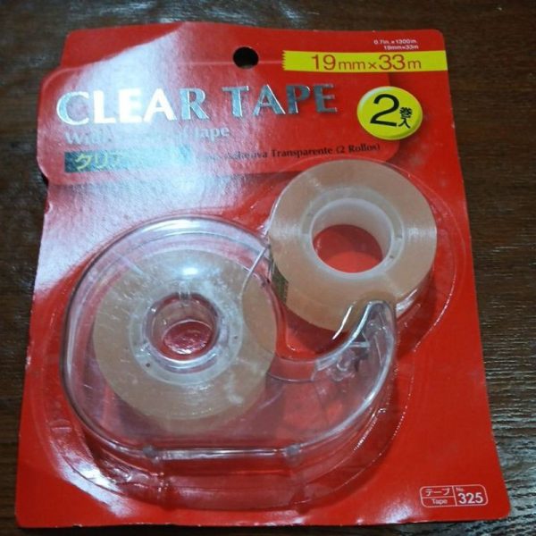 DAISO isolasi clear tape 2 rol adhesive transparant 19mm x 33 m TC-0990