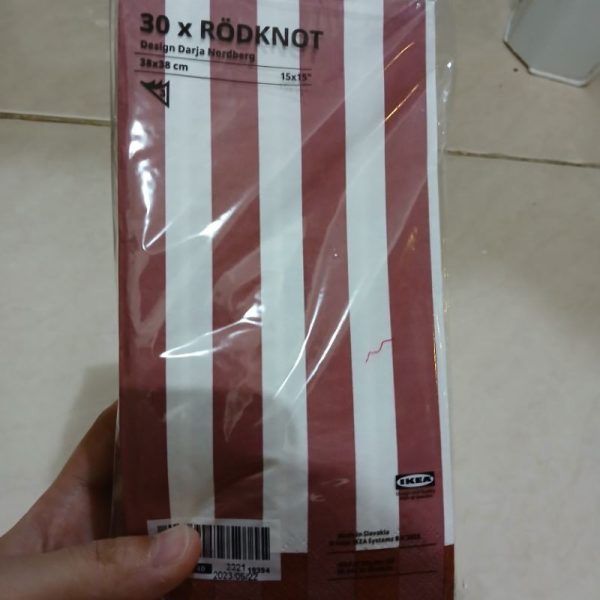 IKEA RODKNOT kertas tisu makan 30 pc merah garis paper napkin 38 x 38 cm TC-0786 - Image 2