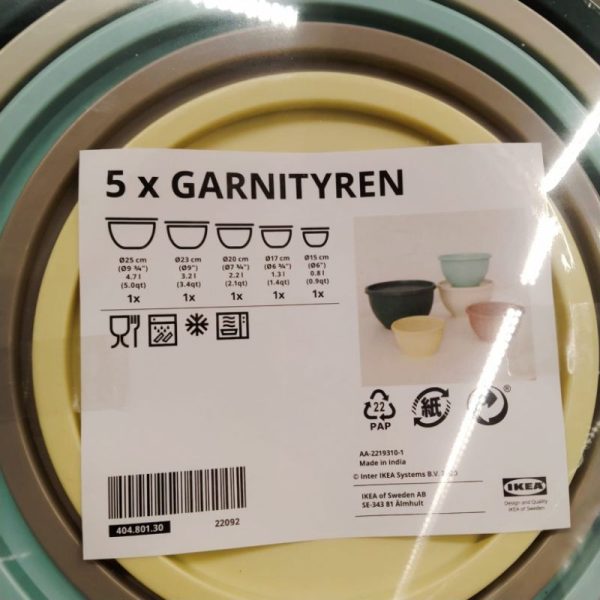 IKEA GARNYTIREN mangkok dengan tutup set 5pc toples penyimpanan makanan TC-0325 - Image 3