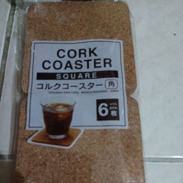 DAISO cork coaster alas gelas cangkir tatakan gabus 6pc 9 x 9 cm TC-0017 - Image 2