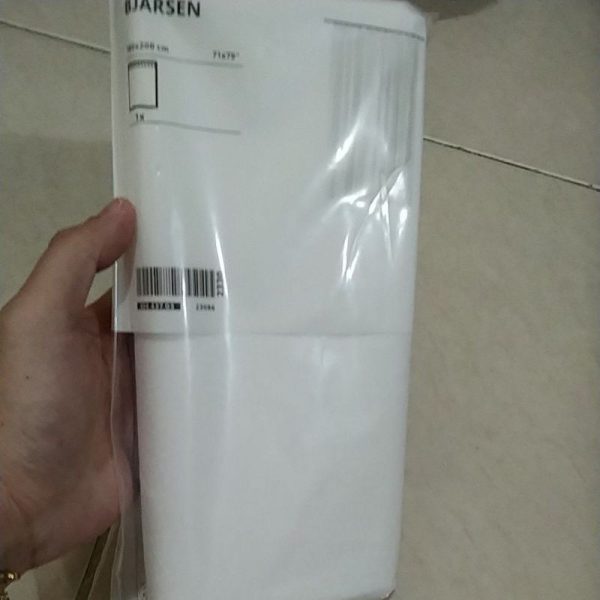 Ikea bjarsen tirai shower putih susu motif kotak halus 180 x 200 cm waterproof curtain shower TC-0962