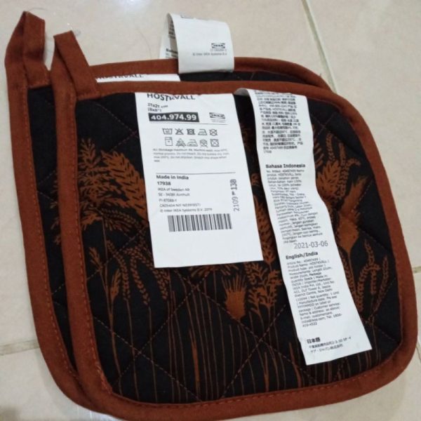 IKEA HOSTKVALL cempal dapur kain penahan panas 2pc 21 x 21 cm alas tatakan panci TC-0412