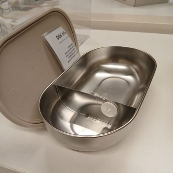 IKEA HALVVARM kotak makan bersekat stainless tutup karet silikon 0.7L lunch box dengan sekat