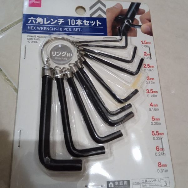 DAISO hex wrench set 10pc with ring kunci L TC-1314