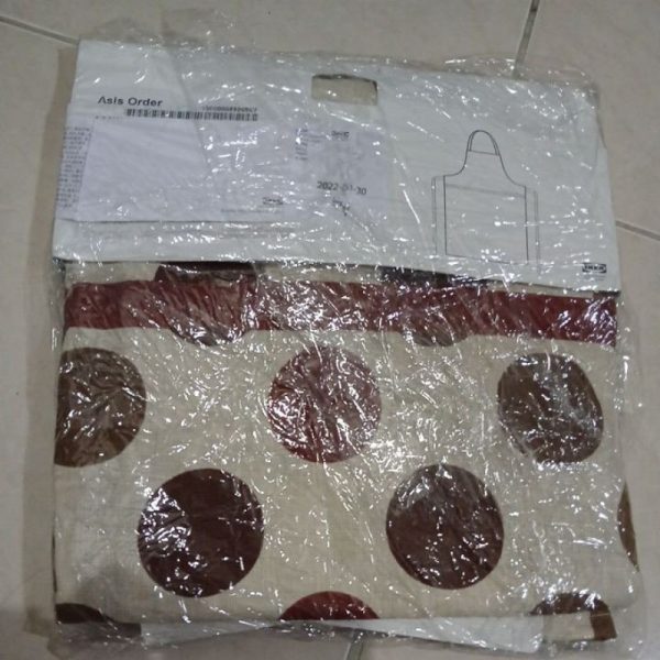 IKEA KROSAMOS apron celemek masak ukuran dewasa beige dot polkadot TC-0080