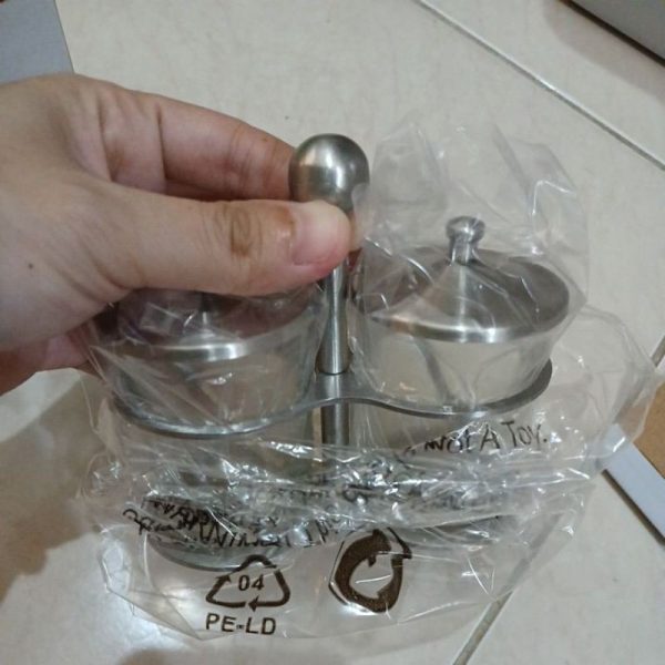 KRISCHEF spice jar stainless steel bahan kaca toples wadah bumbu lada garam TC-0218 - Image 3