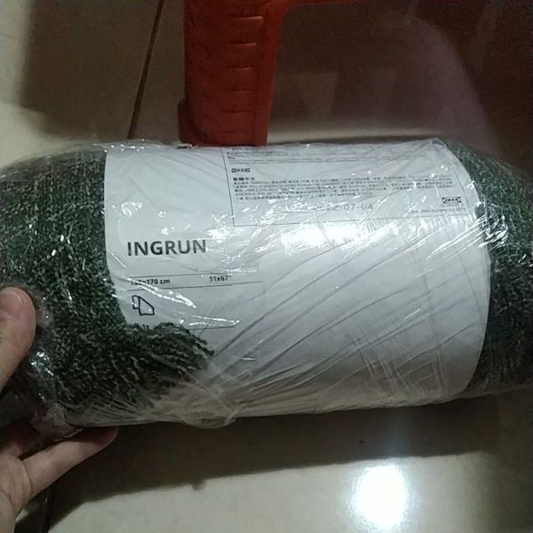 IKEA INGRUN selimut kecil hangat dengan rumbai hijau army 130 x 170 cm penutup sofa TC-1136