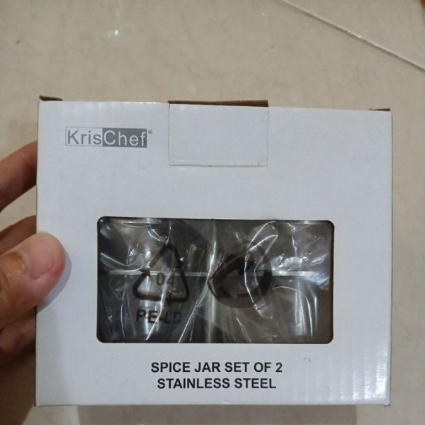 KRISCHEF spice jar stainless steel bahan kaca toples wadah bumbu lada garam TC-0218