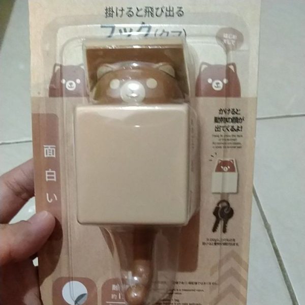 Daiso gantungan dinding adhesive hook dengan muka beruang 1 pc pengait kunci TC-1200 - Image 2