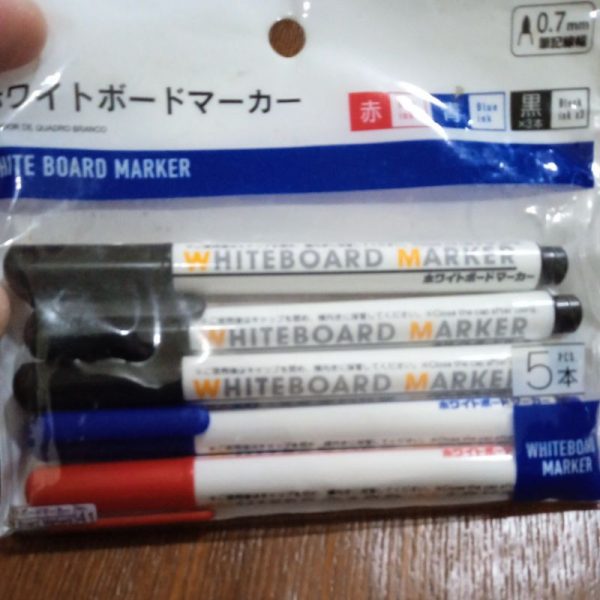 Daiso spidol papan tulis 3 warna 5 pc mata pen kecil 0.7mm whiteboard spidol TC-0877 - Image 2