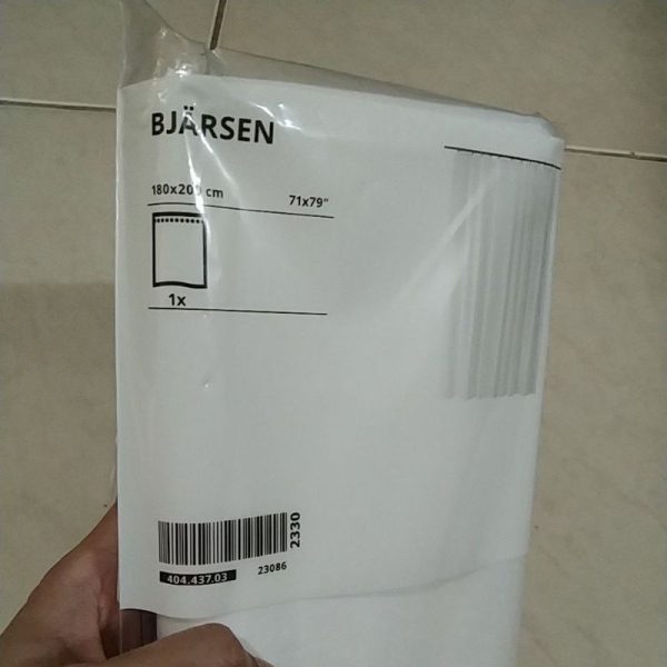 Ikea bjarsen tirai shower putih susu motif kotak halus 180 x 200 cm waterproof curtain shower TC-0962 - Image 2