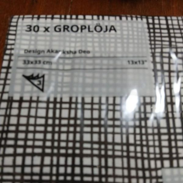 IKEA GROPLOJA serbet kertas tisu makan hias dekorasi 30 pc 33 x 33 cm hitam putih monochrome TC-1141 - Image 2