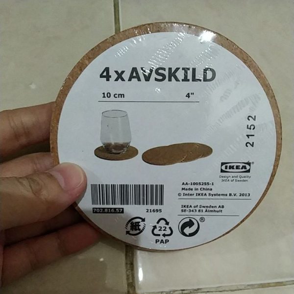 Ikea alas tatakan gelas bahan gabus tipis D10cm isi 4 pc TC-1007