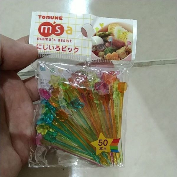 TORUNE rainbow picks 50 pc tusukan bento bening garpu kue basah reusable TC-0749