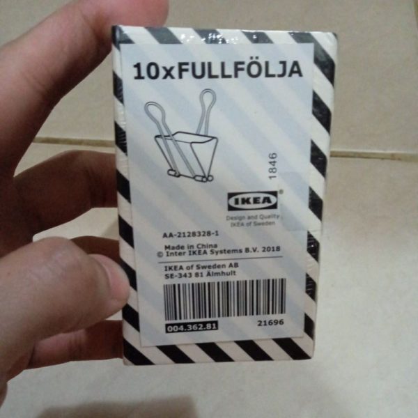 IKEA FULLFOLJA binder klip jepitan kertas warna hitam 10pc TC-0719