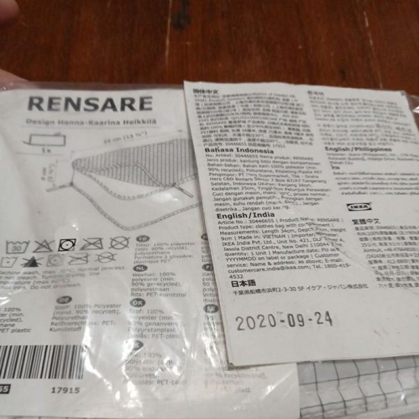 IKEA RENSARE kantong baju dengan kompartemen dalam koper 34x25x9 cm storage bag suitcase