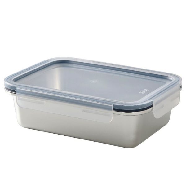 Ikea food container kotak makan stainless dengan tutup plastik snap lock 1L