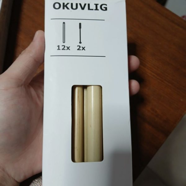 IKEA OKUVLIG sedotan bahan bambu plus 2 sikat bamboo straw reusable