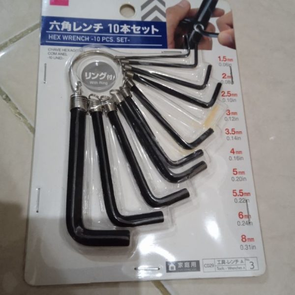 DAISO hex wrench set 10pc with ring kunci L TC-1314 - Image 2