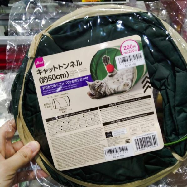 DAISO terowongan bermain kucing dengan bola kecil 50 cm cat tunnel TC-0992