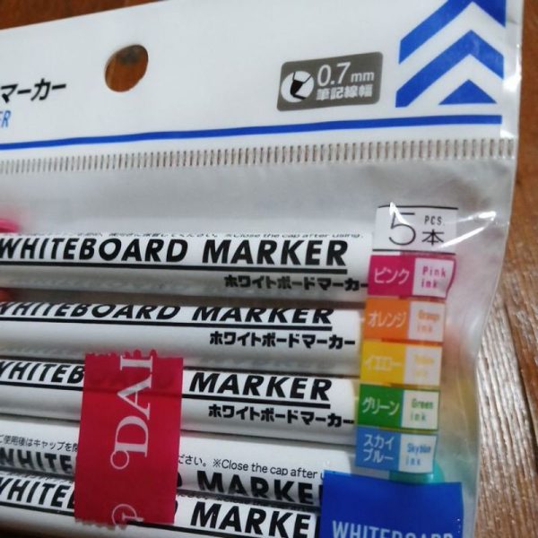 DAISO spidol warna untuk papan tulis whiteboard marker bisa dihapus ukuran kecil 0.7mm 5pc TC-0375 - Image 2