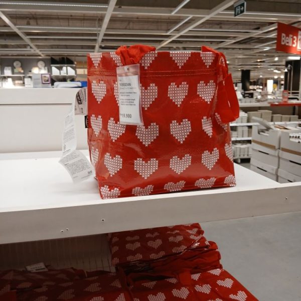 IKEA TOSSDAN kantong tas belanja reusable 13L merah hati TC-0142