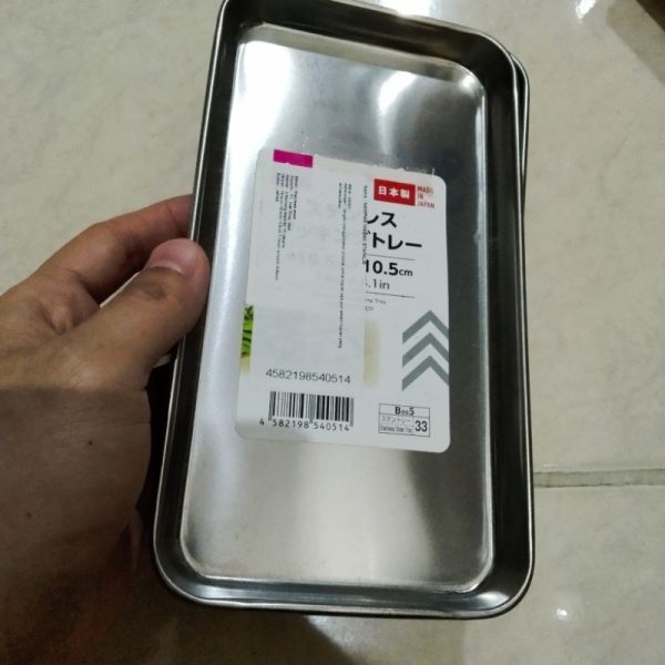 Daiso stainless steel cooking tray nampan baki mini 19.5 x 10.5 cm TC-0525