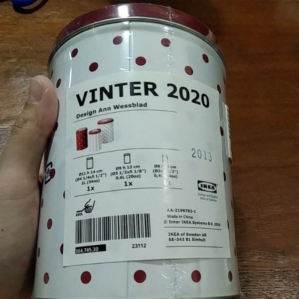 Ikea kaleng penyimpanan serbaguna 3pc box tin can bulat silinder TC-0361