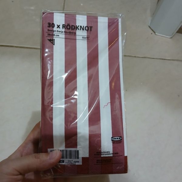 IKEA RODKNOT kertas tisu makan 30 pc merah garis paper napkin 38 x 38 cm TC-0786