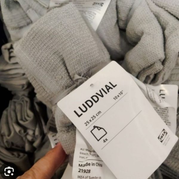 IKEA LUDDVIAL Handuk kecil 4pc 25x25cm bahan katun face towel