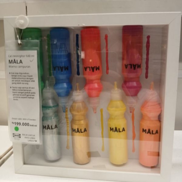 IKEA MALA cat warna warni neon gliter 8 botol 640 ml Cat kreativitas mewarnai anak anak TC-0167